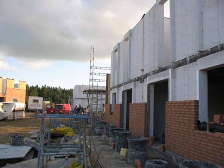 ​Her ses byggeriet af udlejningsboliger i Hammel. Byggeriet blev udført i 2008.